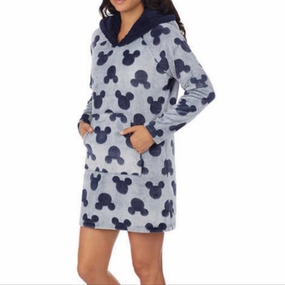 Disney Mickey Mouse Fleece Lounger Sherpa Hood Dark Blue XL - Picture 3 of 13